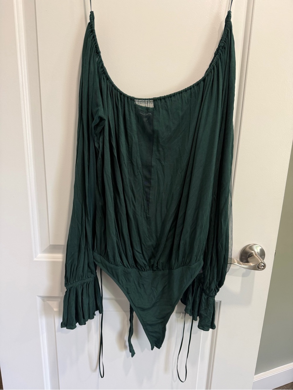 Deep Green Long Sleeve Surplice Bodysuit